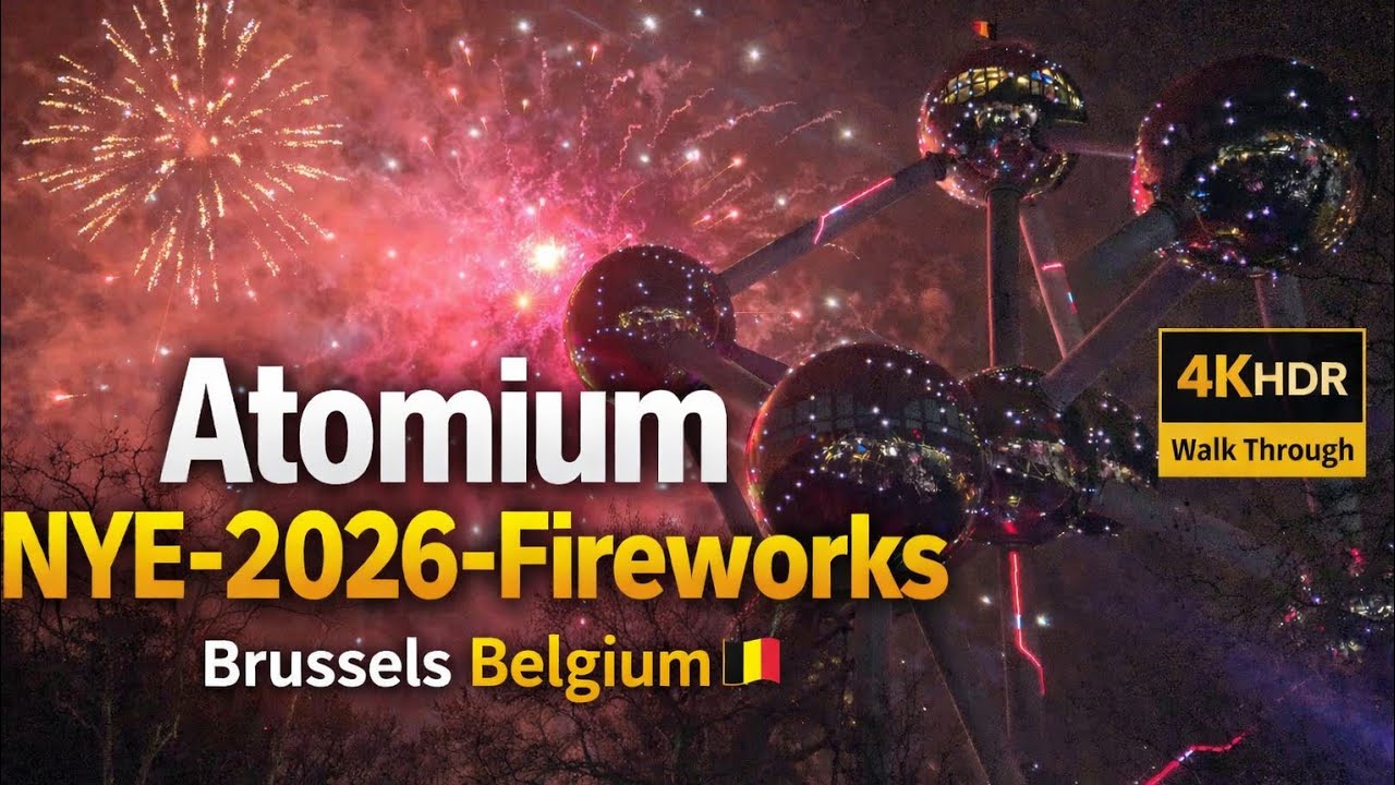 New Year 2026 Fireworks at Atomium Brussels 🇧🇪✨ | Europe New Year Celebration