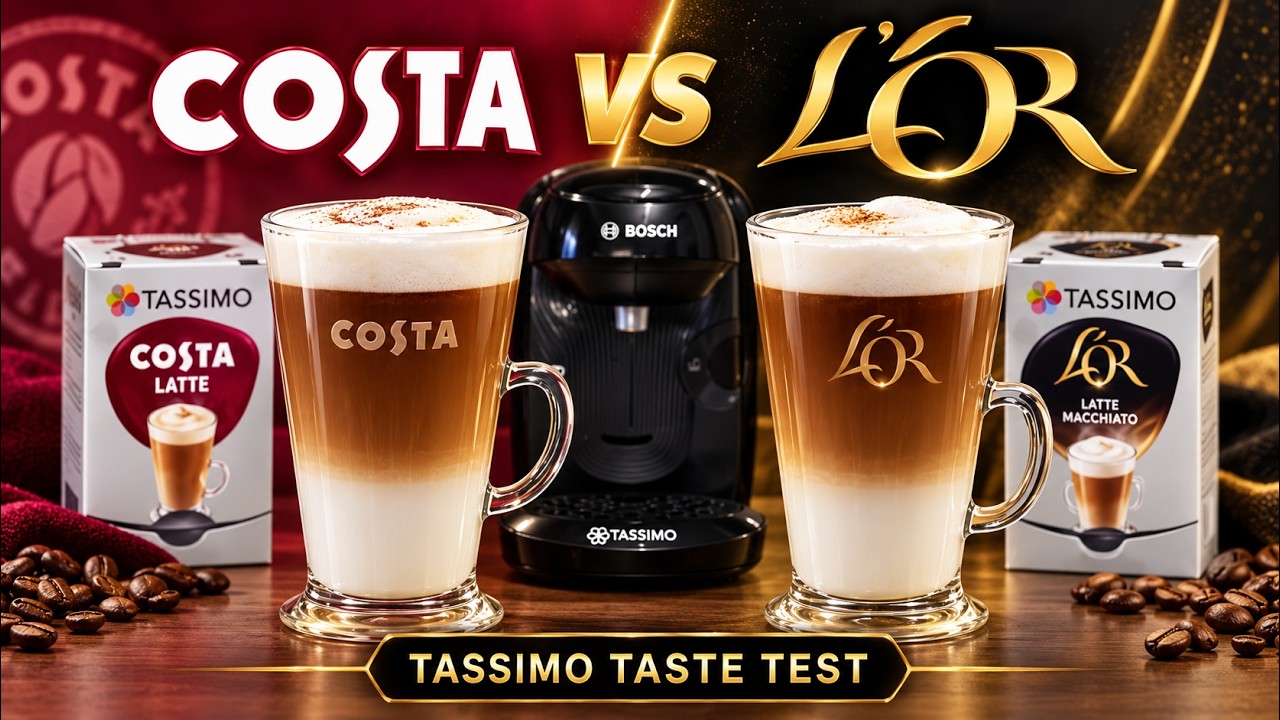 Tassimo Bosch Costa Latte Coffee VS  L'OR Latte Macchiato Coffee   taste test