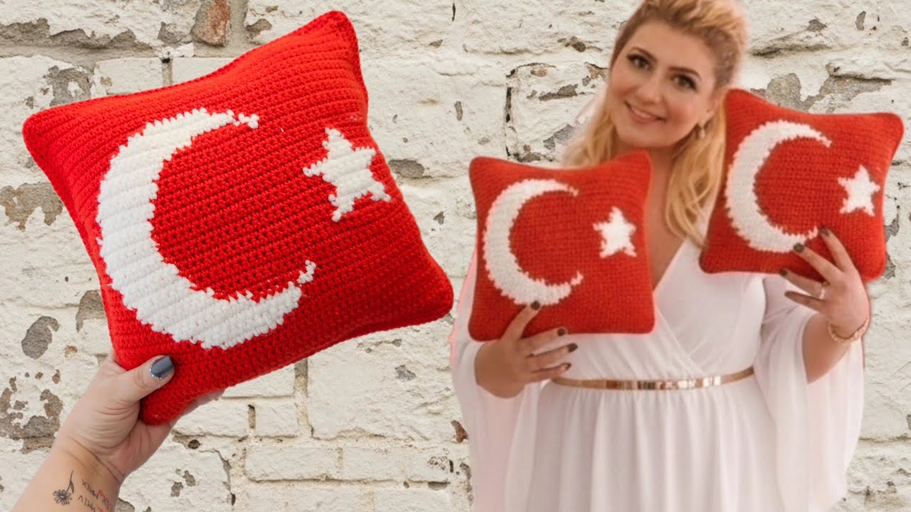 ПОЛУМЕСЯЦ / ВЯЗАНИЕ КРЮЧКОМ ТУРЕЦКОГО ФЛАГА 🇹🇷 ИЗГОТОВЛЕНИЕ МОДЕЛИ НАВОЛОЧКИ