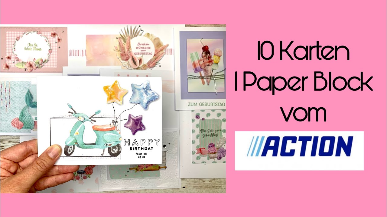 10 Karten mit dem Paper Block vom Action • Sommerliche Kartenideen • Teil 2 🍍