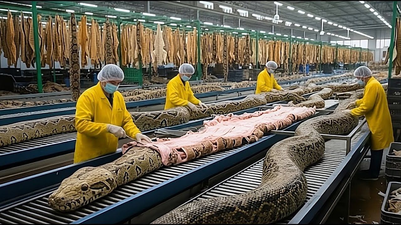Inside the Snake Leather Factory - How Python Skin Becomes $10,000 Luxury Bag & Shoes (Full Process)