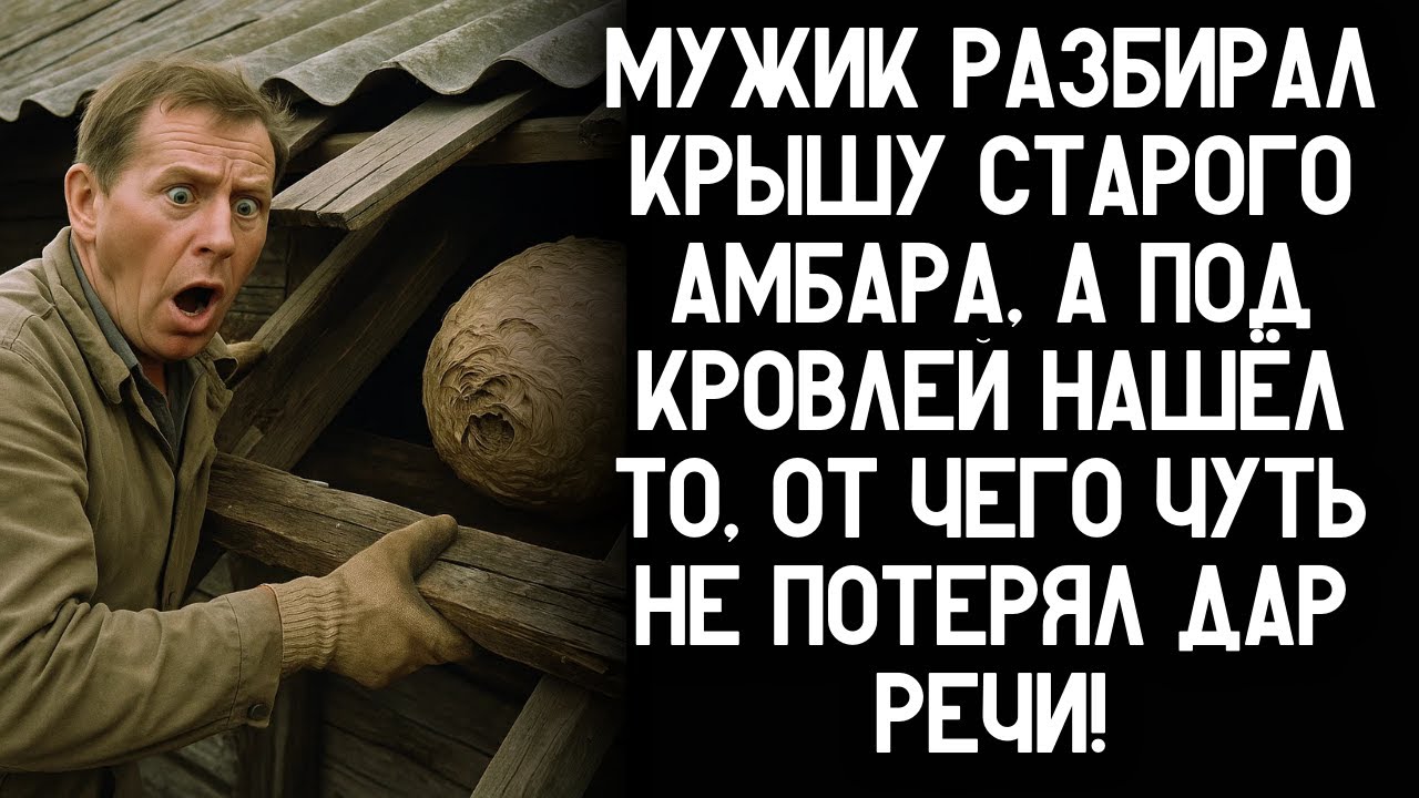 Мужик разбирал крышу старого амбара, а под кровлей нашёл то, от чего чуть не потерял дар речи!