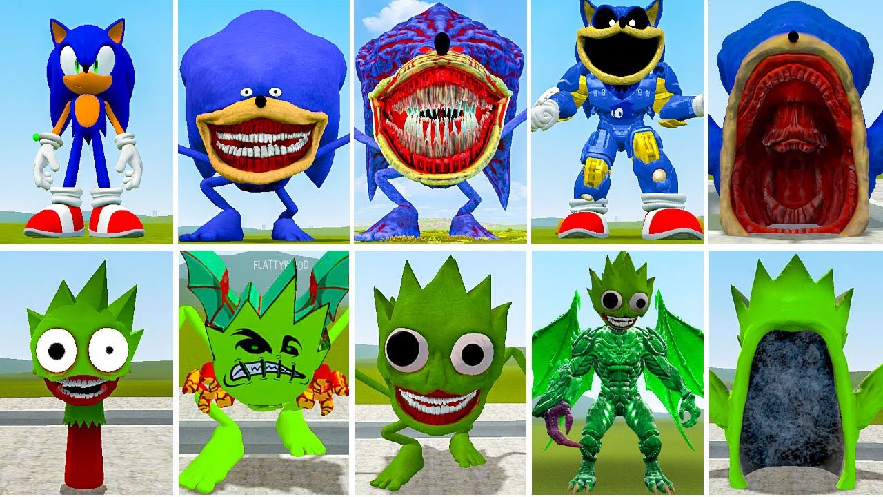 NEW FAMILY SONIC BLUE VS EATER  SHIN SONIC VS ALL NEW SPRUNKI LIME VS CTHULHU LIME in GARRY'S MOD!!!