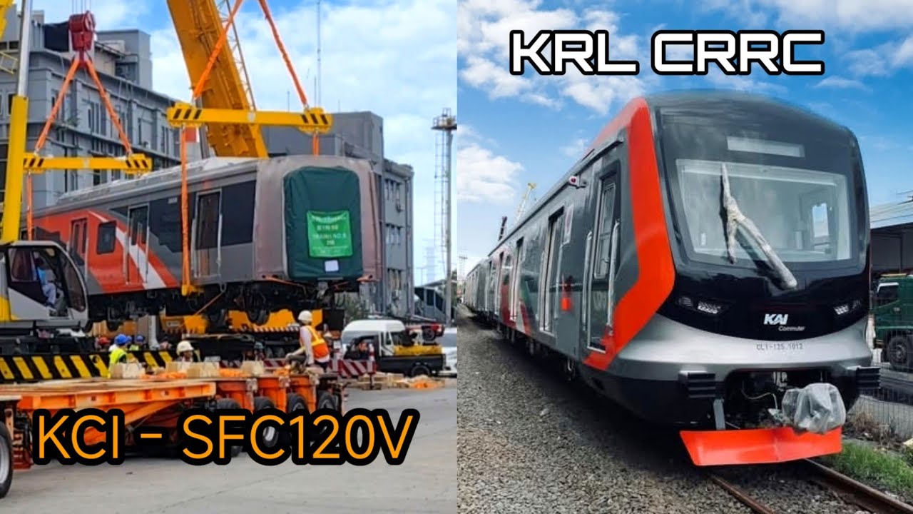 PROSES UNLOADING KRL BARU CRRC DARI TIONGKOK DI STASIUN PASOSO TANJUNG PRIOK