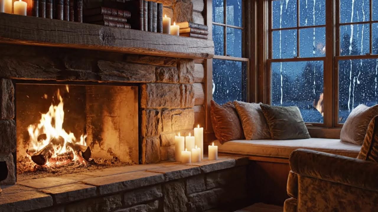 Streaming Relaxing Fireplace & Rain Ambience | ASMR for Relaxation