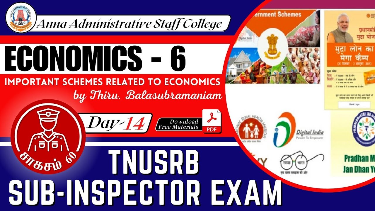 சாகசம் 60 | Day 14 | ECONOMICS - 6 | Important Schemes related to Economics | Mr. Balasubramaniam