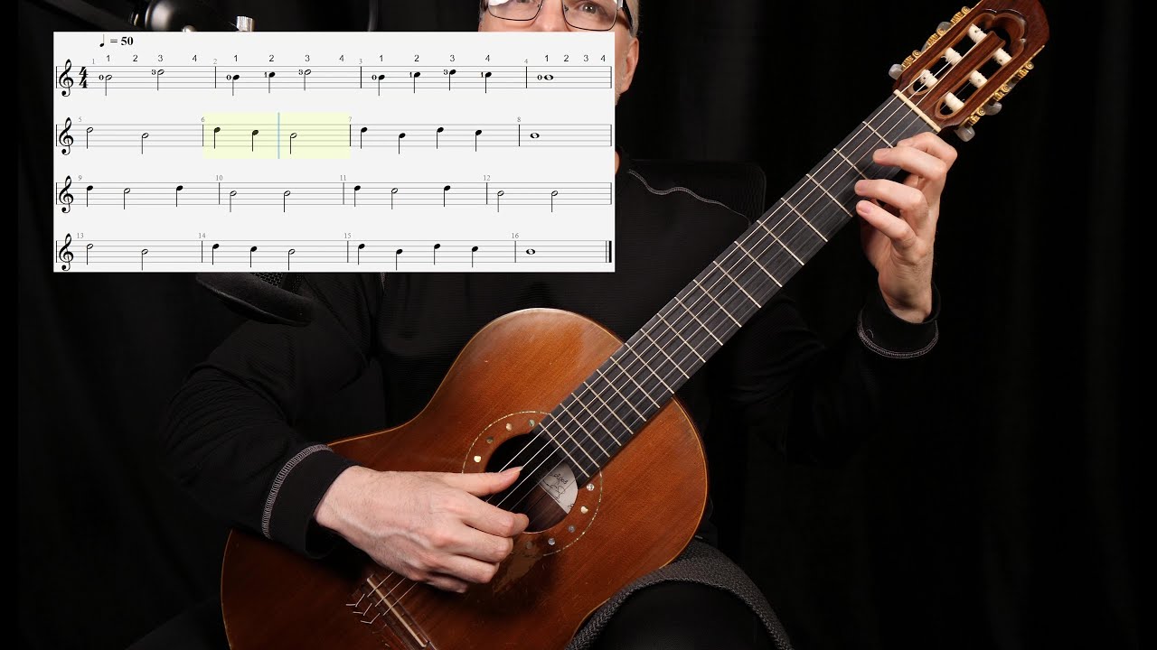 Sight Reading For Guitar. Exercise 2, Part 2 (2B string)