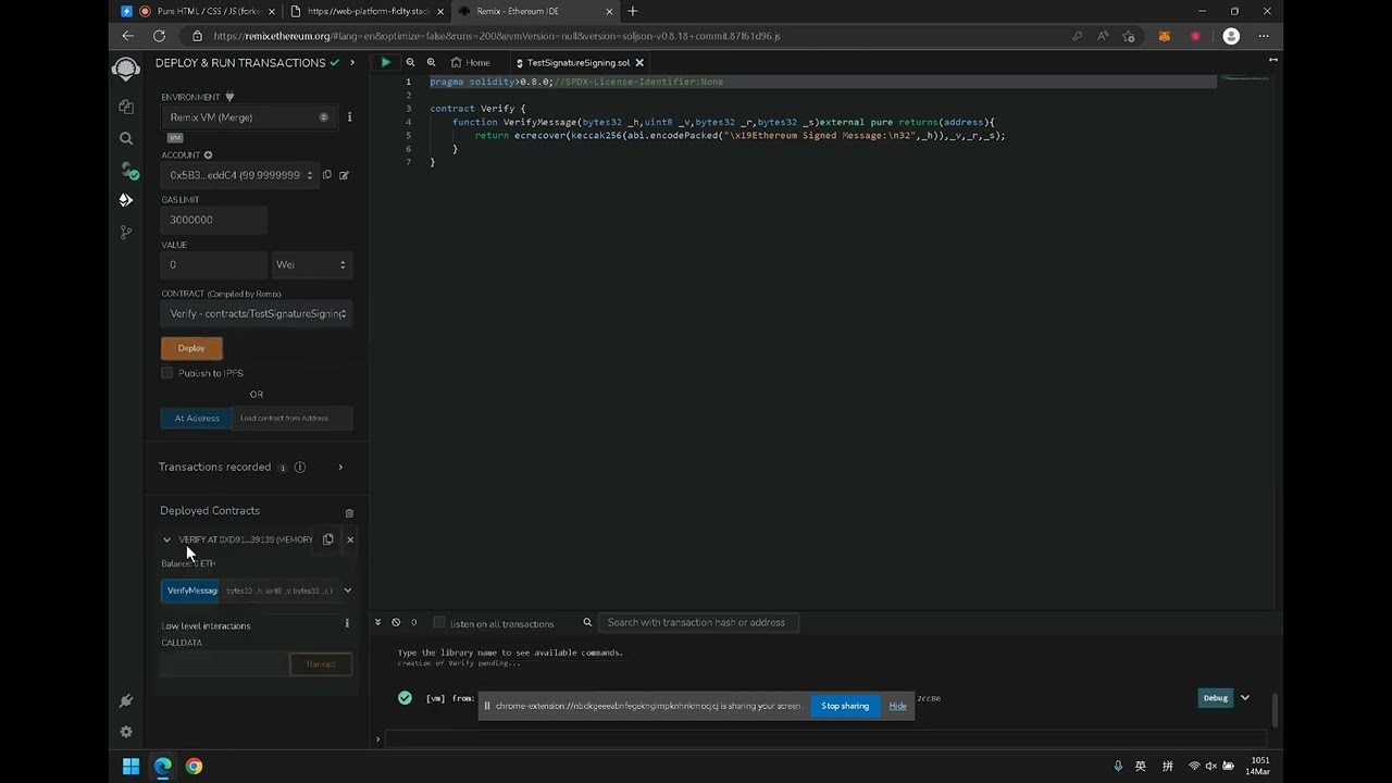 Ethereum Verify Sender's Signature using Metamask and get Address using ecrecover