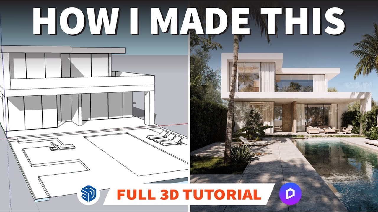 SketchUp + D5 Render Full Workflow Tutorial | How I Created This Realistic Villa in 3D