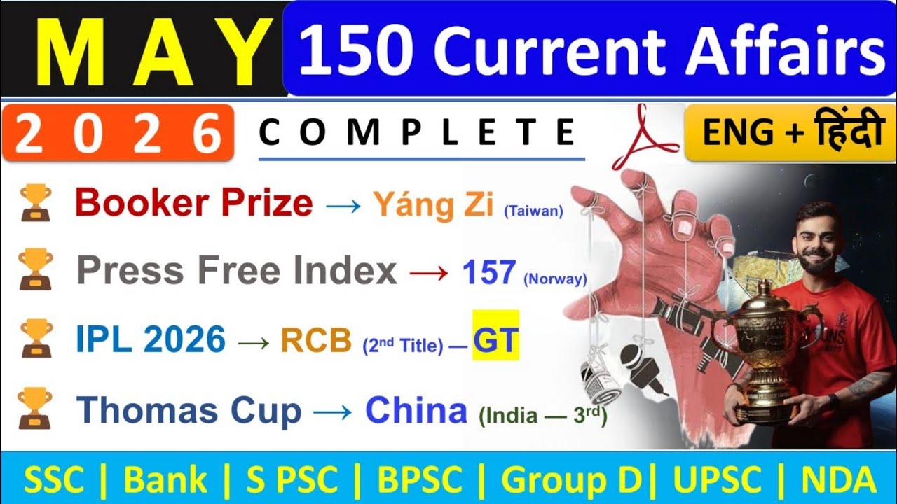 MAY CURRENT AFFAIRS 2026 | TOP 150 MAY CURRENT AFFAIRS | MAY MONTHLY CURRENT AFFAIRS 2026 | SSC 2026