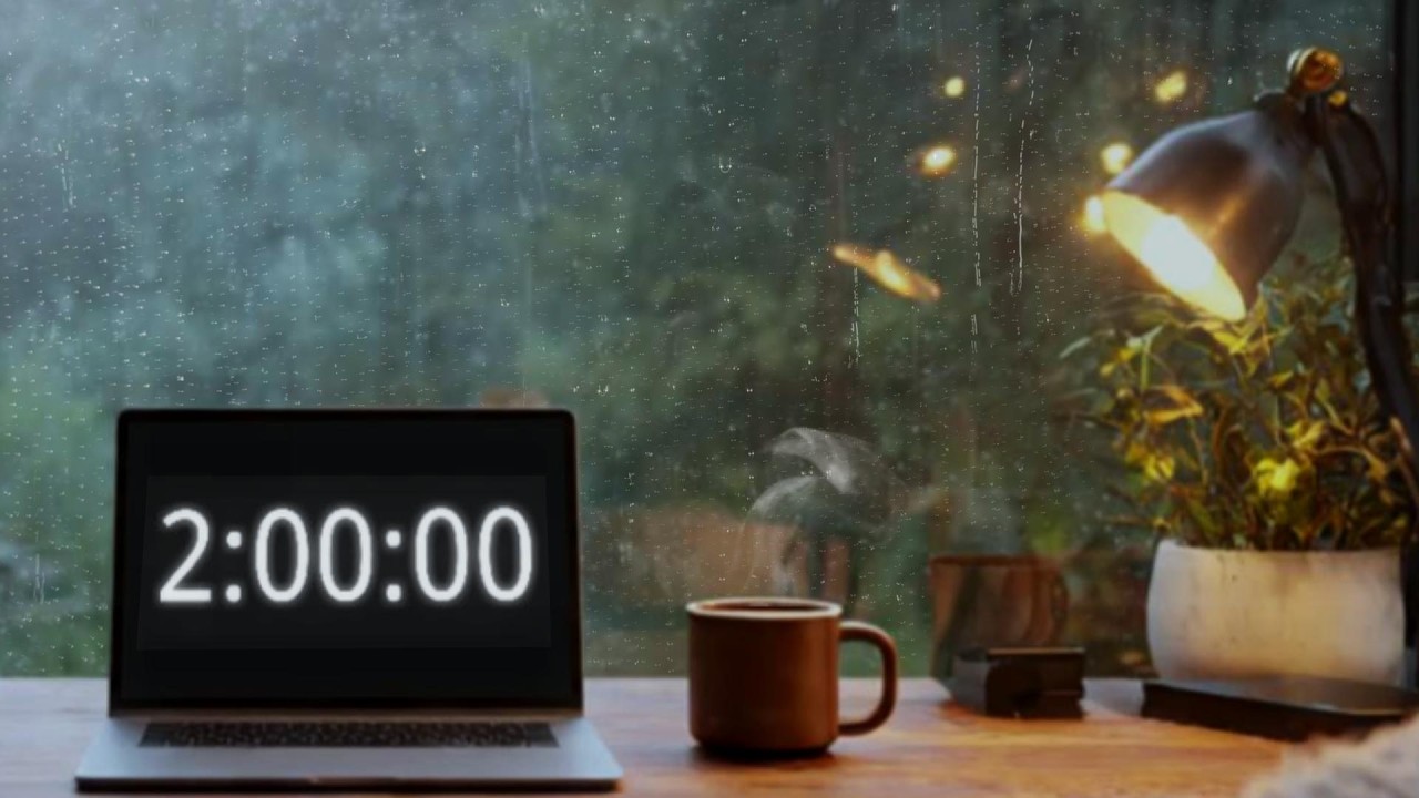 2 Hour Study Timer – Cozy Rain Desk for Deep Focus & Work (No Talking)