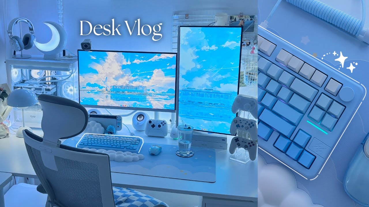 Game Vlog | 하늘색 처돌이의 언박싱 브이로그 🩵| Epomaker Galaxy 70⌨️ | 일본어 공부✏️ | 신비롭고 놀라운 이야기 라테일🎮