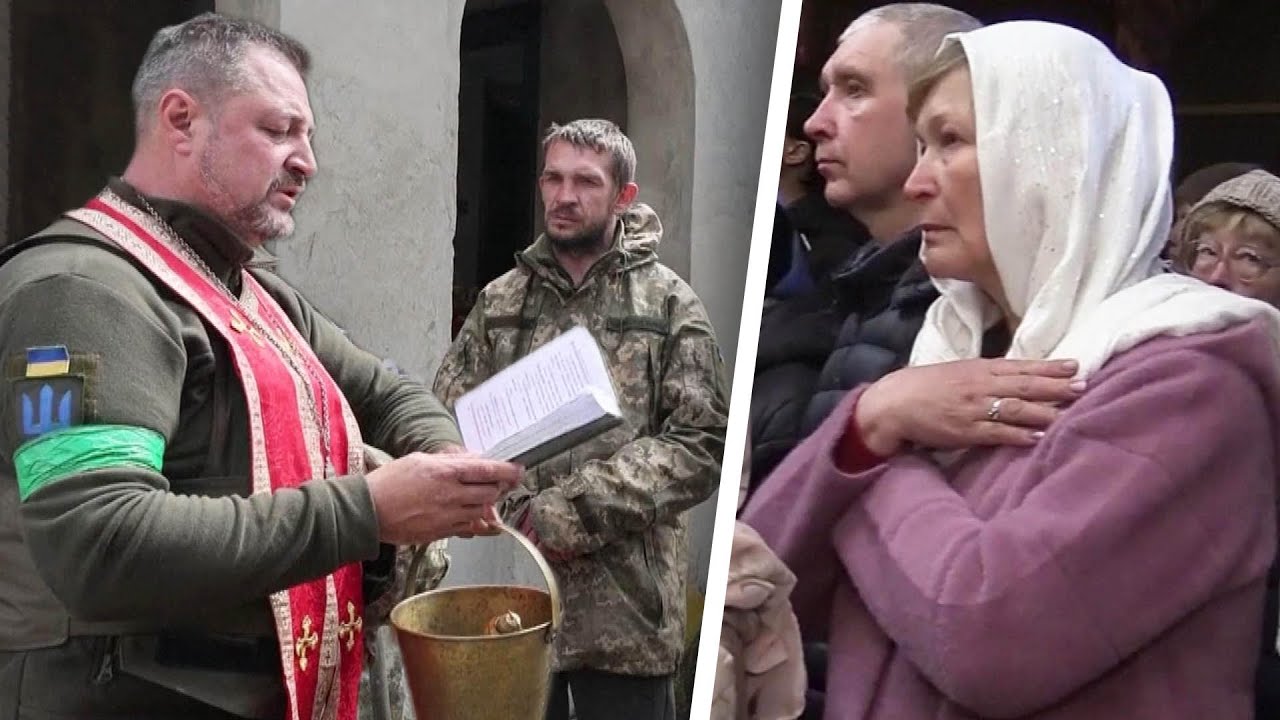 Ukrainian Soldiers and Citizens Risk Russian Shelling to Worship