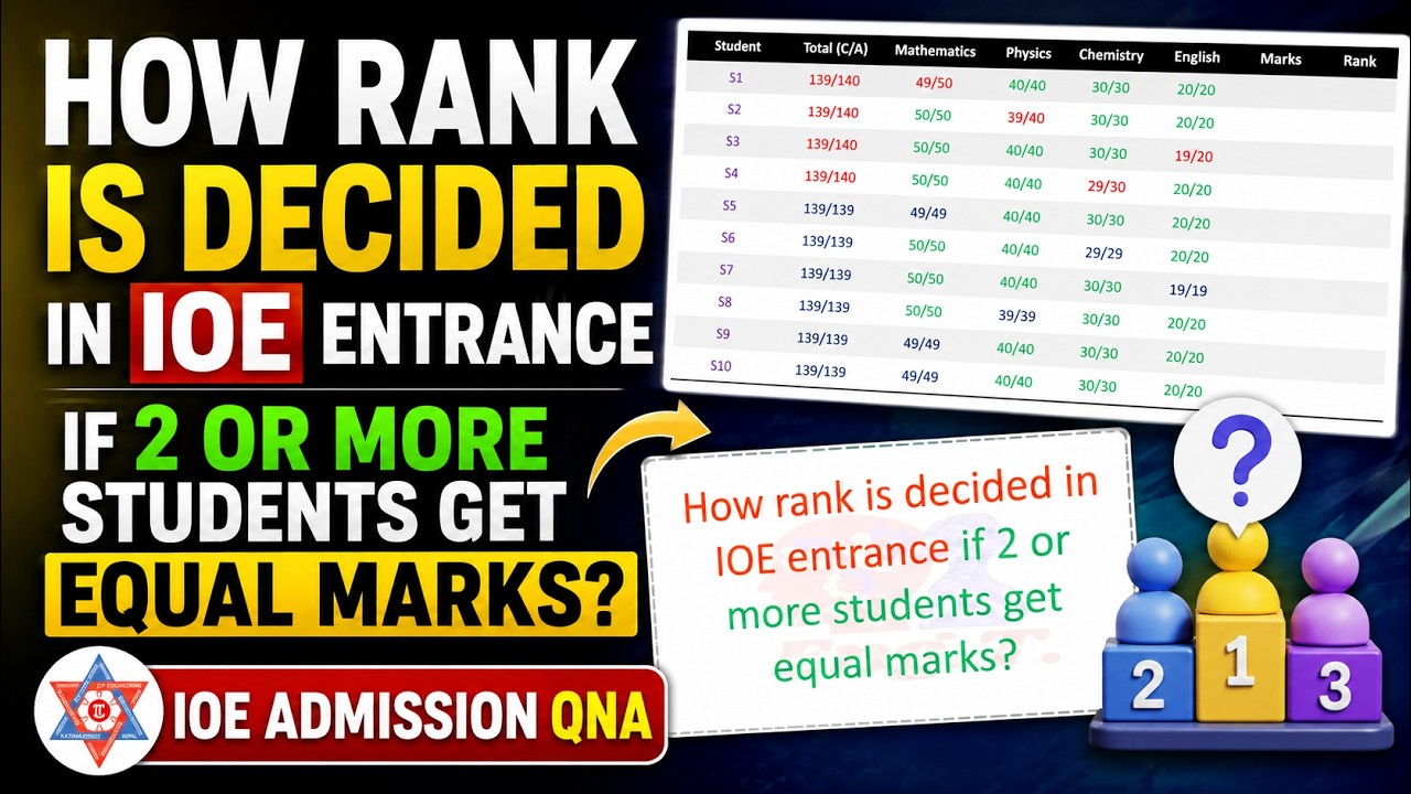 How rank is decided in IOE entrance if 2 or more students gets same marks? | IOE Admission QNA