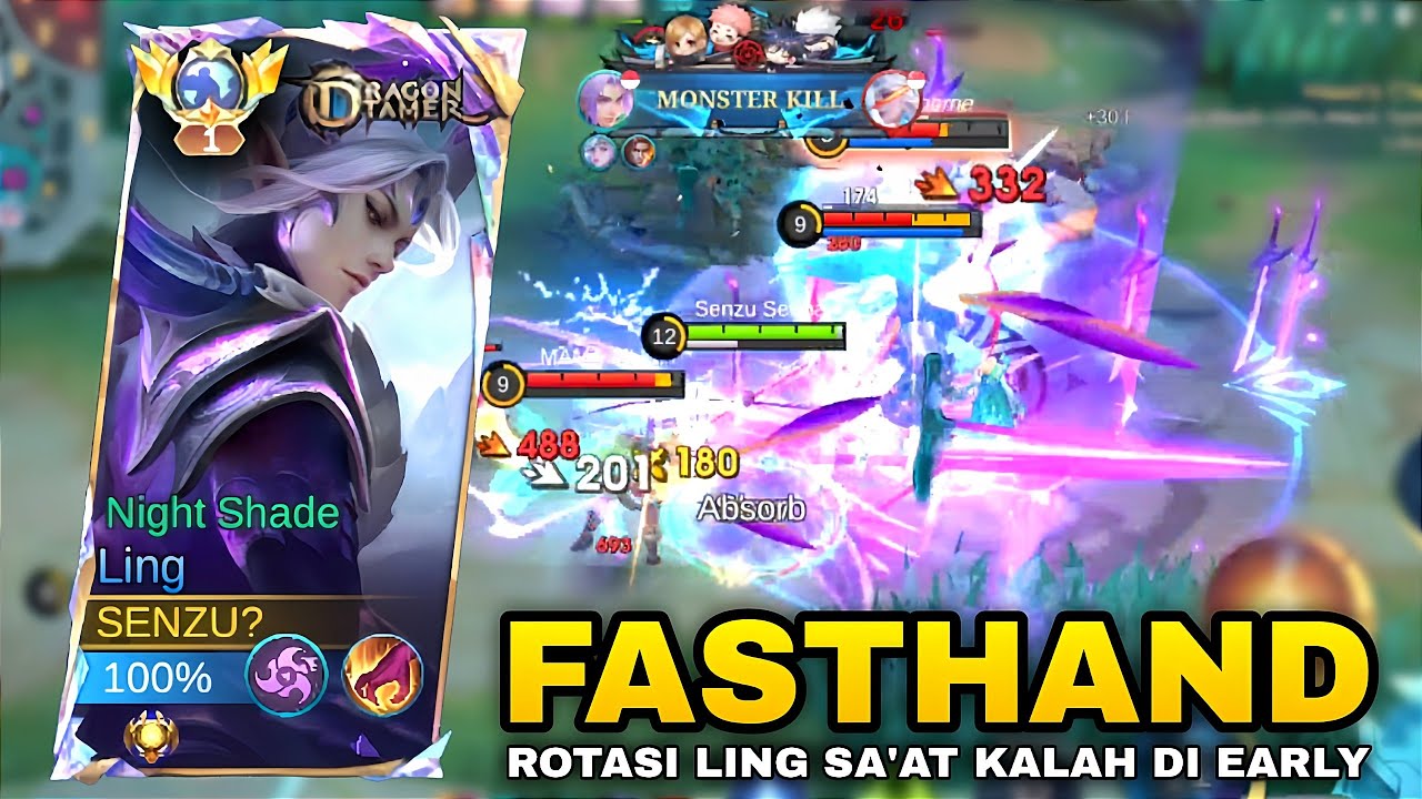 LING FASTHAND TRY TO WIN!! BEST LING ROTATION WHEN LOSING IN EARLY GAME - Ling Mobile Legends