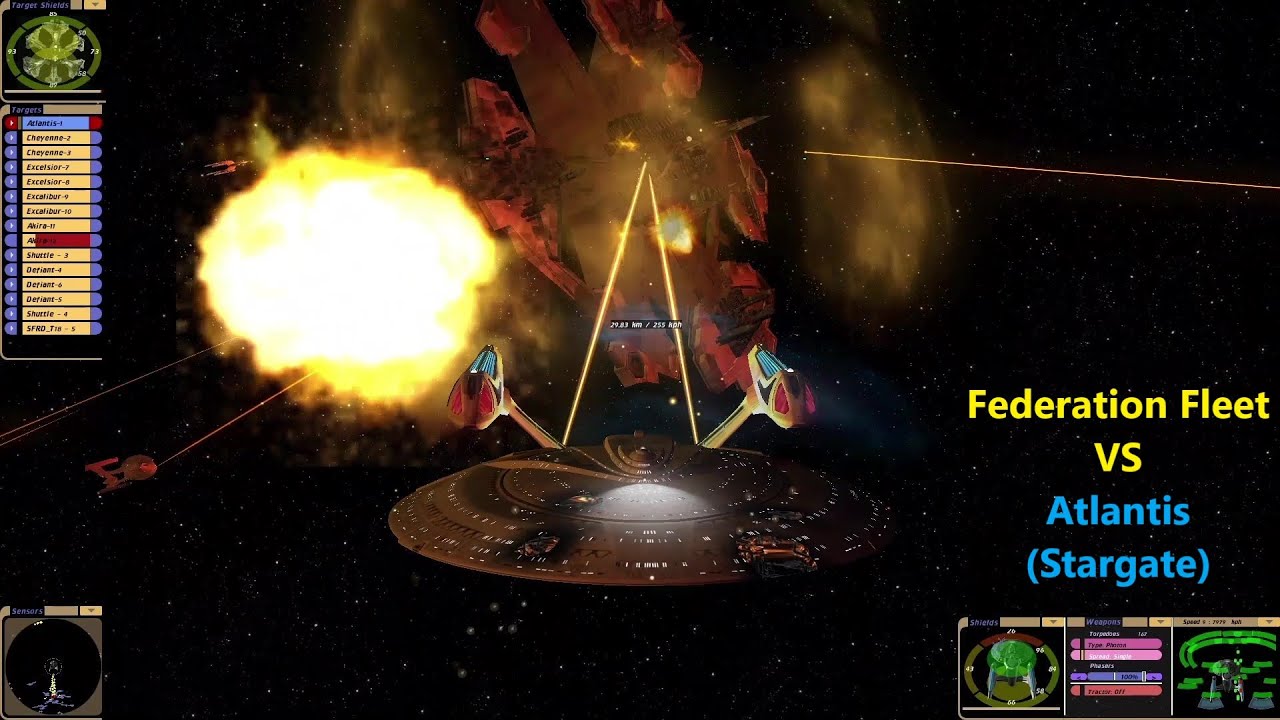 Federation Fleet VS Atlantis (Stargate) | Star Trek VS Stargate | Star Trek Bridge Commander |