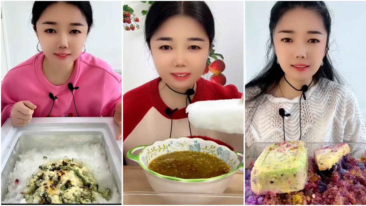 ASMR ice eating with passion fruit