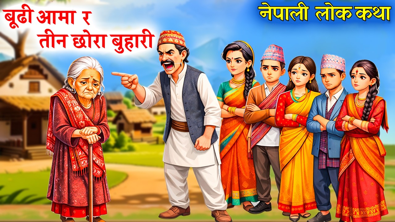 बुढी आमा र तीन छोरा बुहारी | नेपाली लोक कथा | Budhi Aama ra Teen Chhora Buhari | Nepali Lok Katha