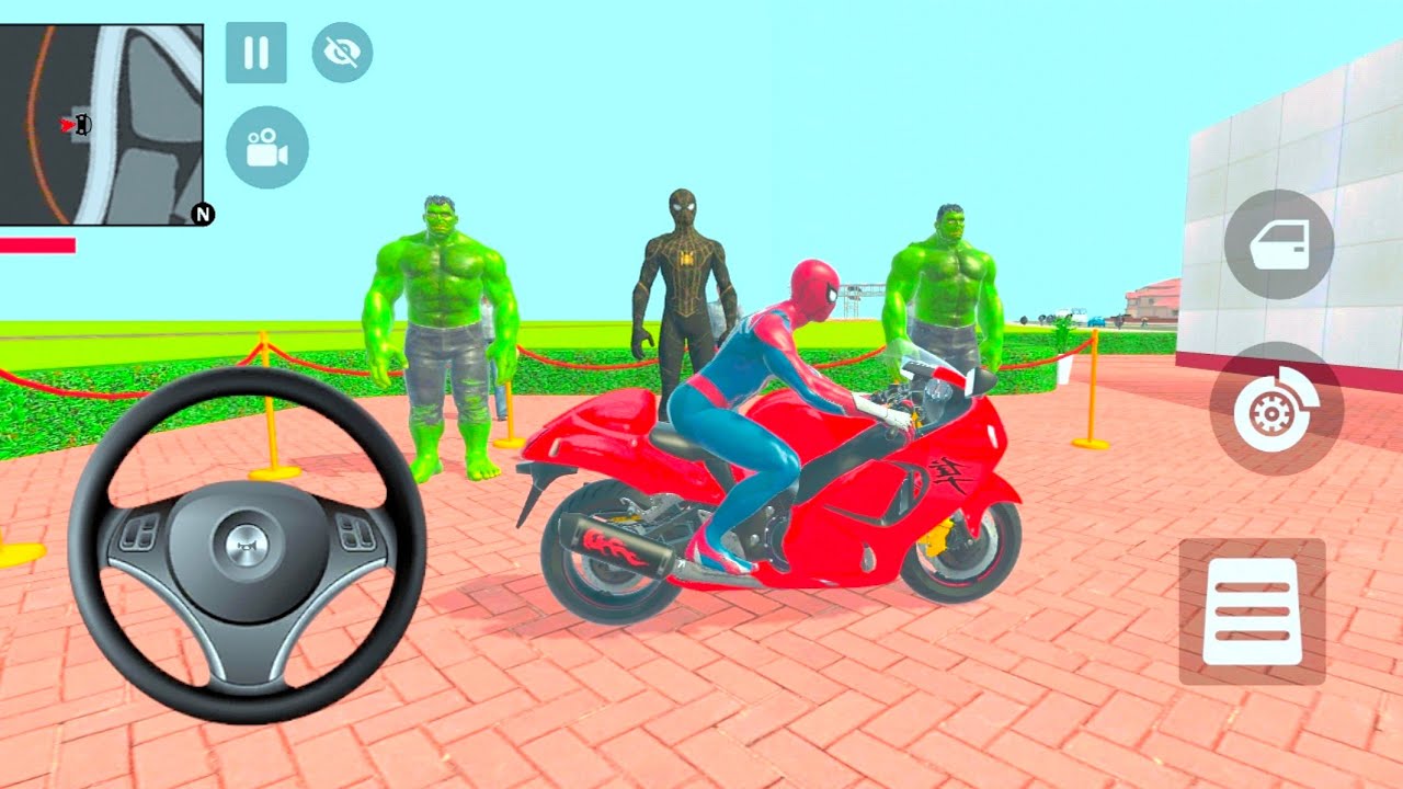 🎮 Big Spider-Man- 2️⃣ Spider-Man 2️⃣ Hulk & Bike,Car Driving 🤑 Indian Theft Aura Simulator