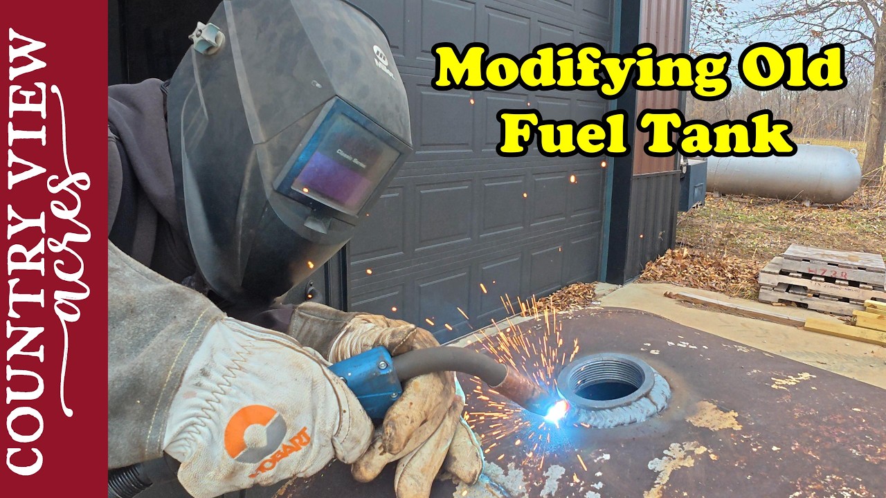 Welding New Pipe Connection to Old Fuel Tank & Removing Rust From Inside  of Other Tank
