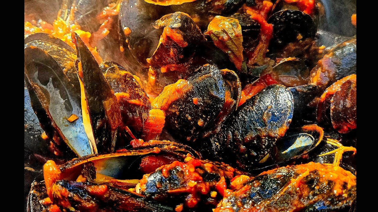 Camp Cooking Mussels Marinara  #seafoodrecipes #campcooking #fyp