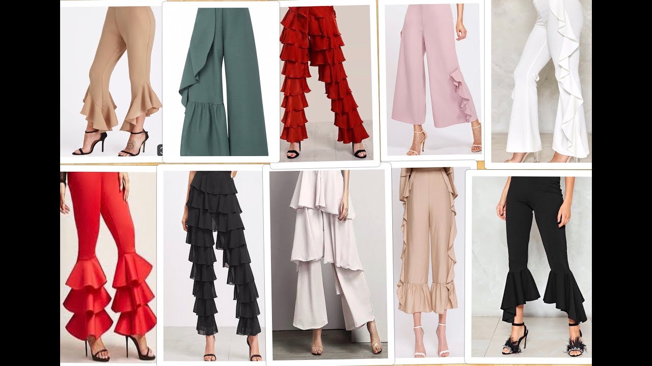 Ruffle Trouser/Pants /Flare Ruffle Pants/Frill trouser design ideas