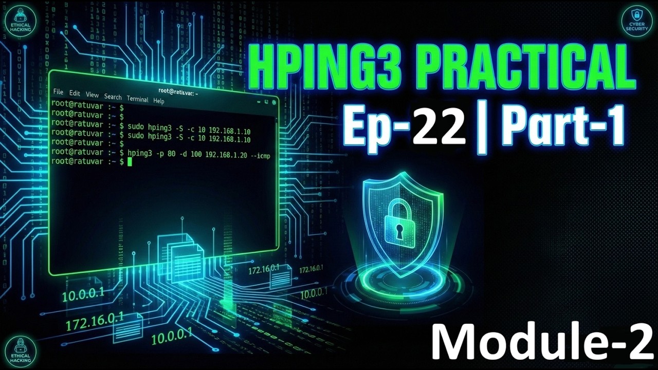 Учебное пособие по инструменту HPING3, часть 1, на хинди | Мощный инструмент для кибератак и тест...