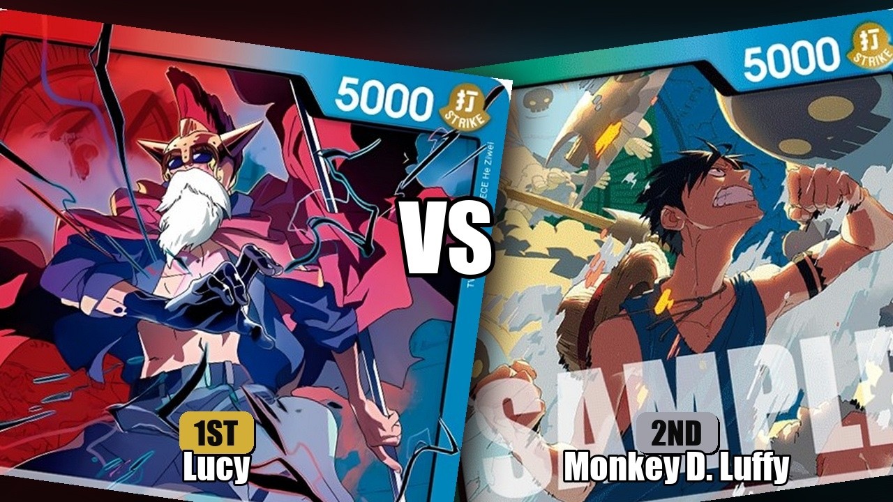 Blue/Green Monkey.D.Luffy (OP16-022) vs Red/Blue Lucy (OP15-002)