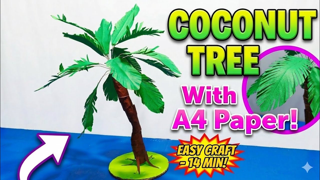 How to make coconut tree | paper craft | easy steps | Diy
