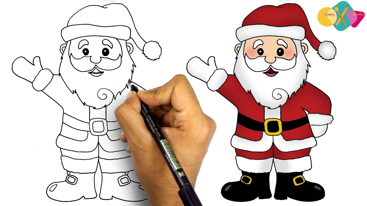 رسم سهل || تعليم الرسم | كيف ترسم بابا نويل | خطوة بخطوة للمبتدئين