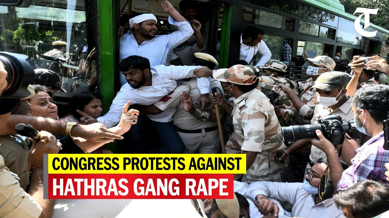 Hathras gang rape: Congress workers stage protest outside UP Bhawan in New Delhi, detained
