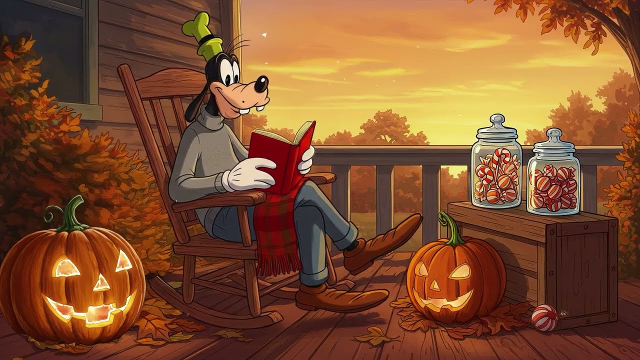 Goofy&rsquo;s Halloween Sunset 🎃 | Soft 1950s Oldies Playing in Another Room for Peaceful Relaxation