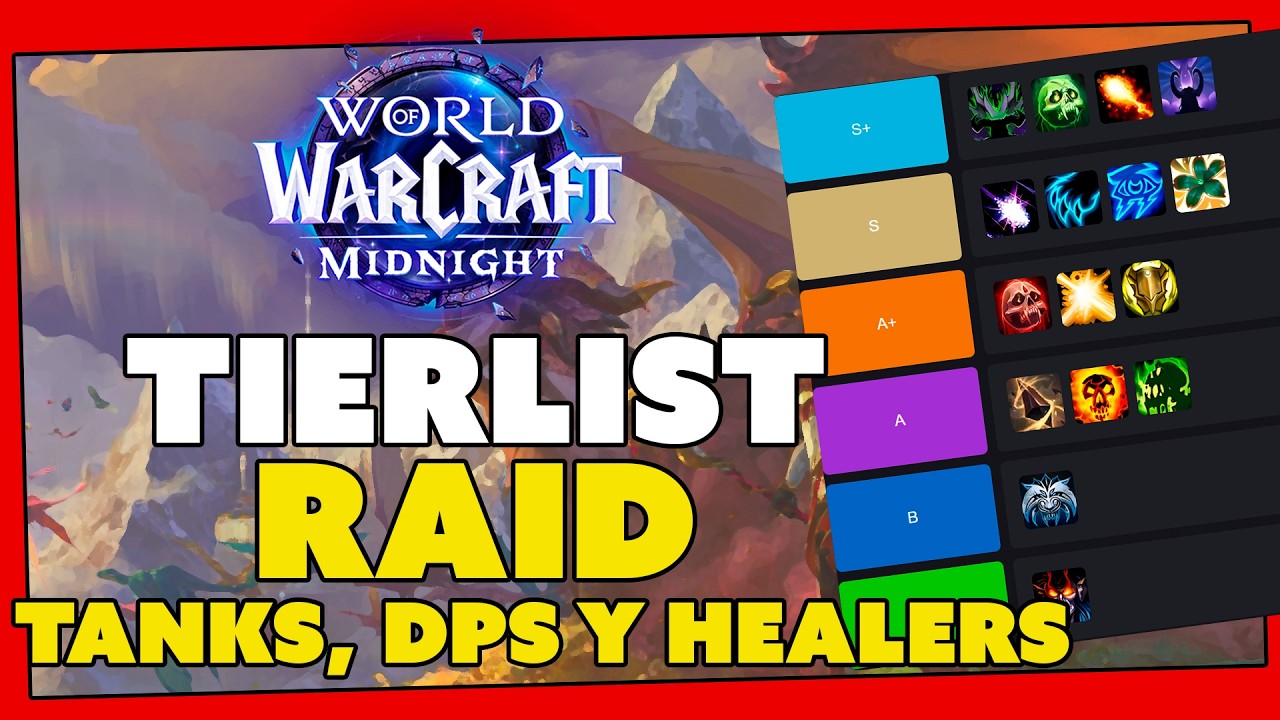 TIERLIST RAID WoW (Parche 12.0.1) - MIDNIGHT -🔥 Mejores Clases y Specs S/A/B/C/D/F | Season 1 Meta