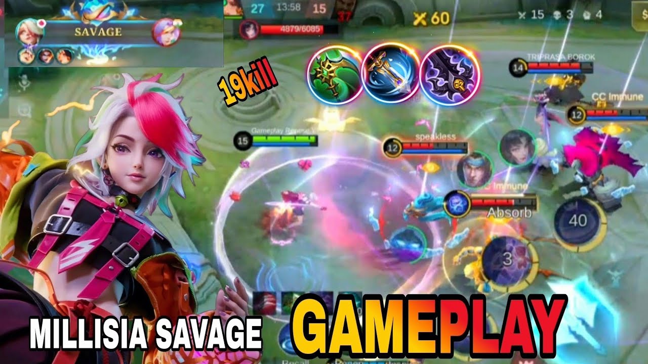 Millisia 19 kill + savage in rank..! Full gameplay..! Season 40 ~(MLBB)
