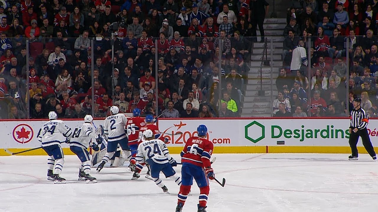 Shea Weber scares fans behind the glass with a booming slap shot