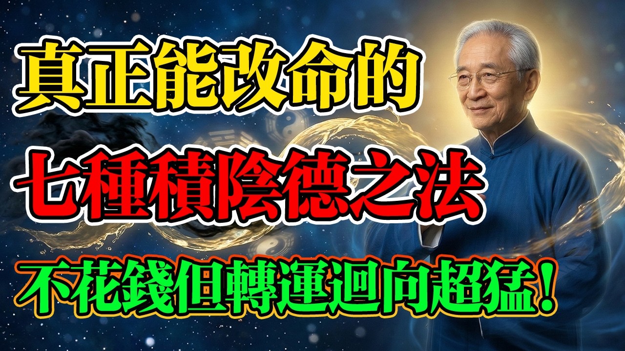 南懷瑾：真正能改命的7個積陰德法門！福澤子孫，比建一座廟功德還大！#南懷瑾 #因果報應 #轉運改命 #修心積福 #家運風水 #佛學 #佛法 #佛學智慧 #福報 #轉運方法 #放生功德