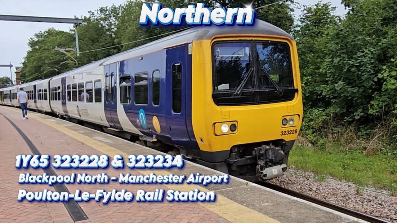 Northern 323228 & 323234 Run 1Y65 Blackpool North To Manchester Airport At Poulton-Le-Fylde Station