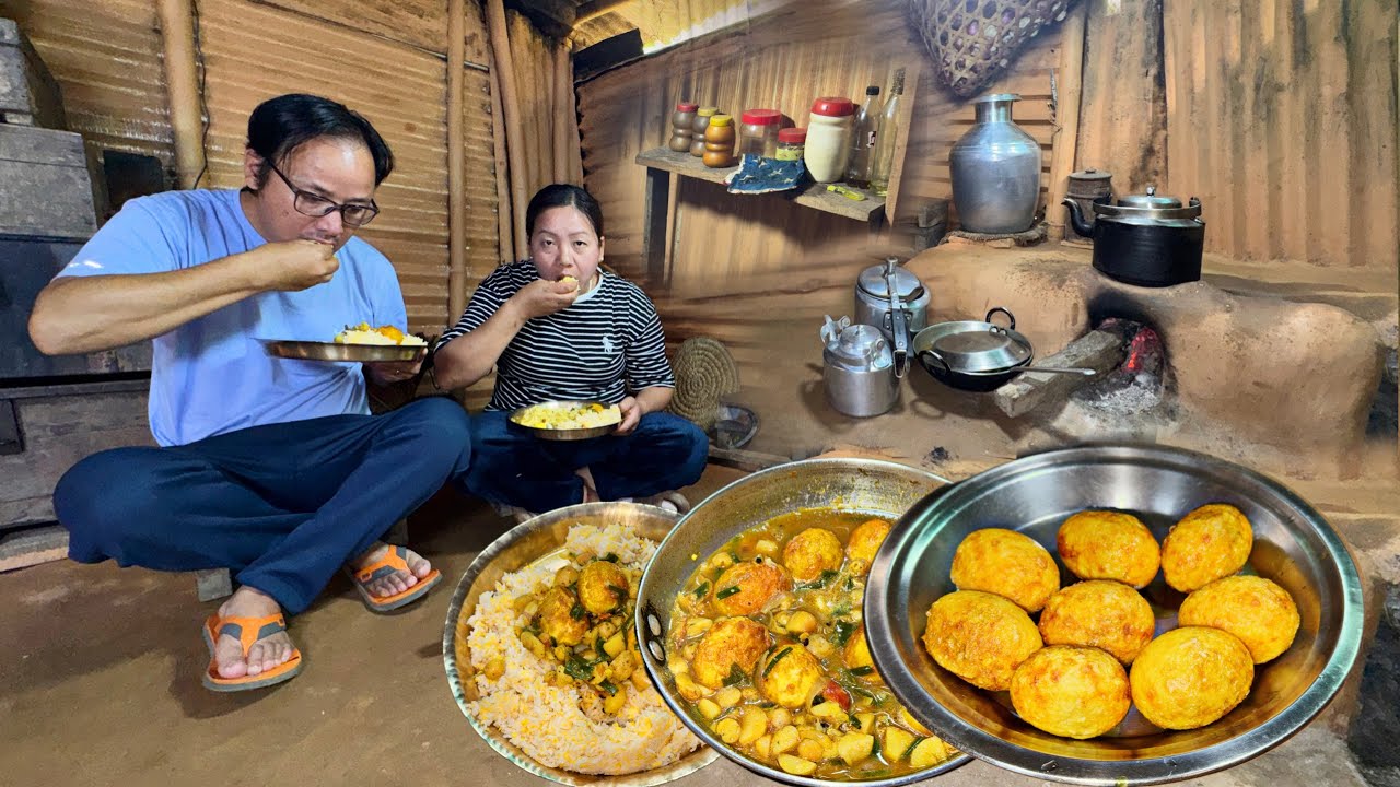 Egg & Potato Mix Curry with Rice | Village Food Cooking & Eating | Nepali Village Lifestyle Vlog