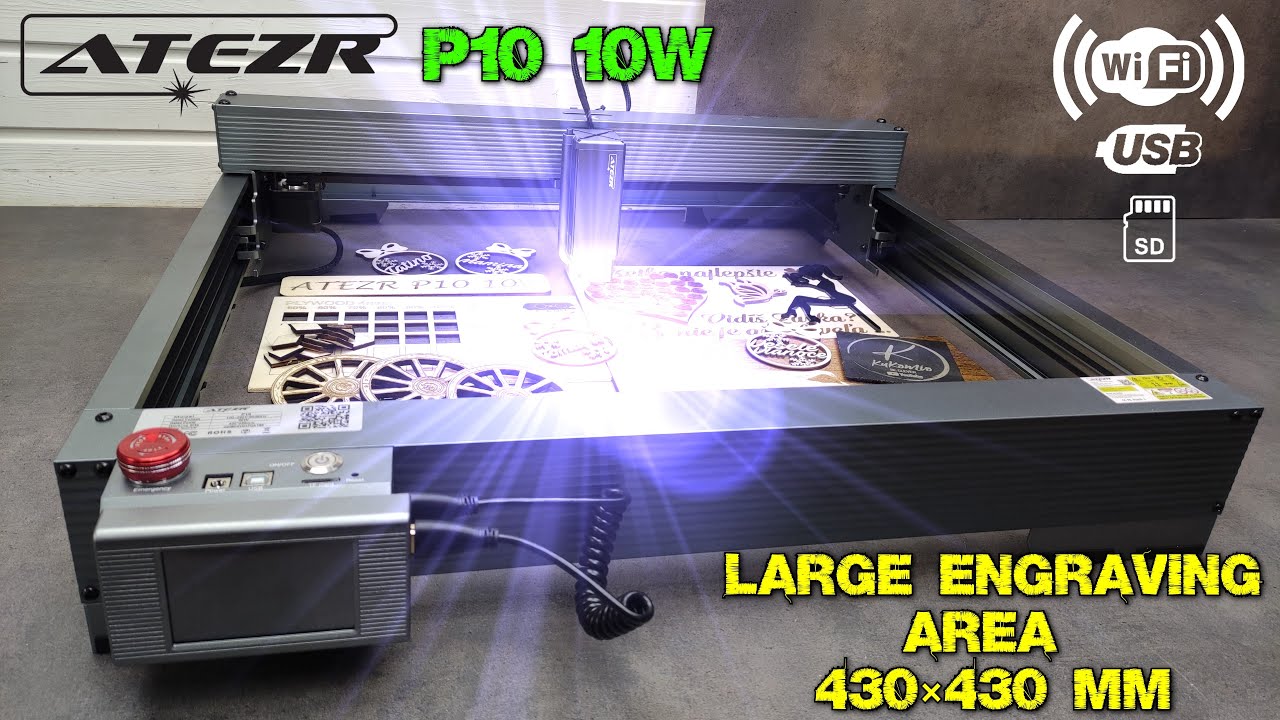 Amazing and powerful laser engraver Atezr P10 10 W with a large working area of ​​430 x 430 mm