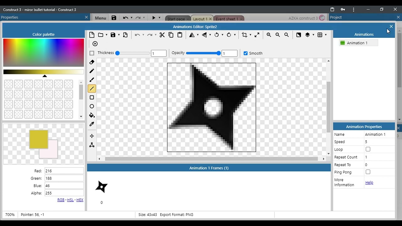 mirror bullet tutorial construct 3