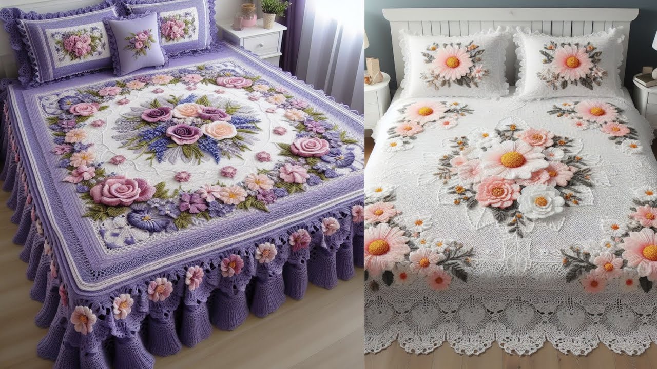 Amazing 💯 Crochet Bed cover design (share ideas)#design #crochet #knitted #bedsheets