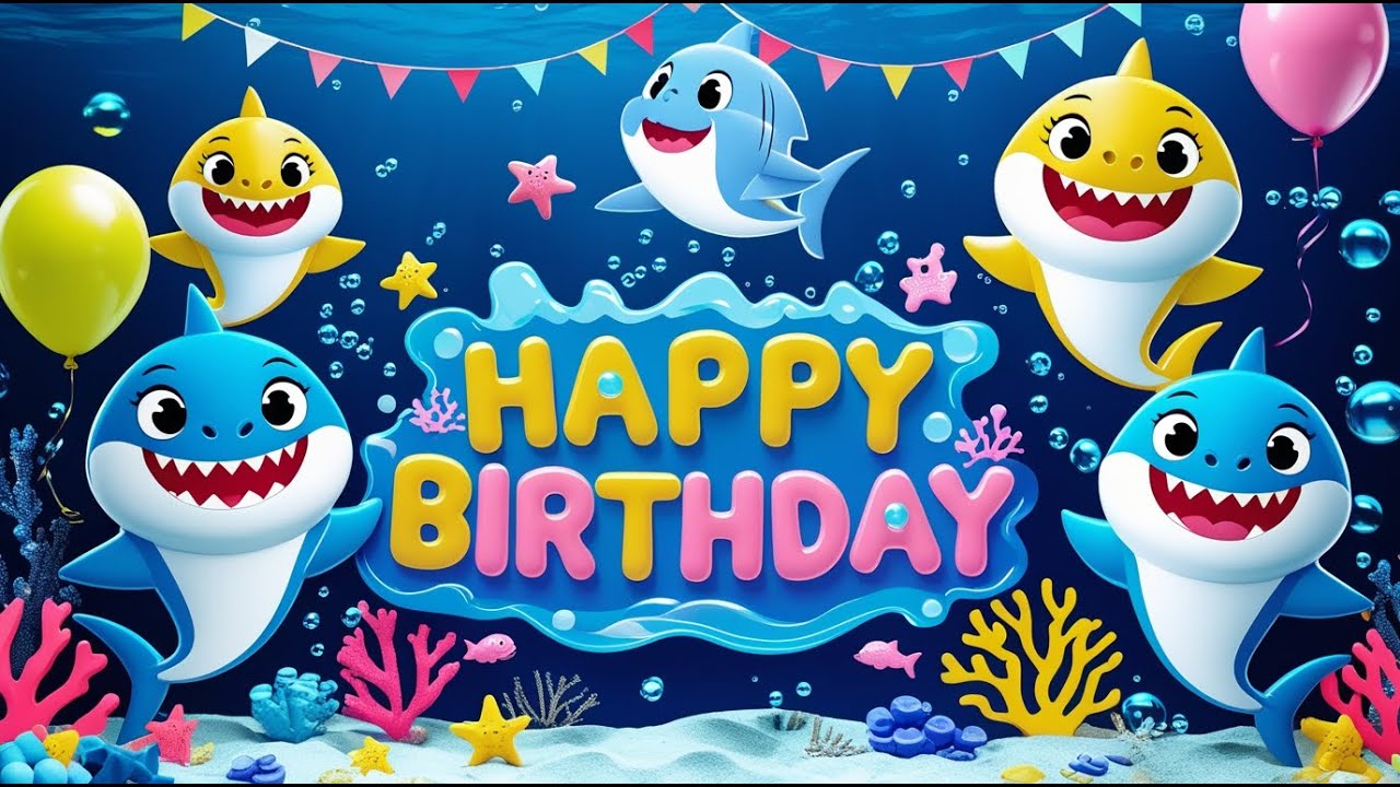 🎉 Baby Shark do do themed Happy Birthday  Back Drop Banner | Fun & Colorful Birthday Decoration 🎈🦈