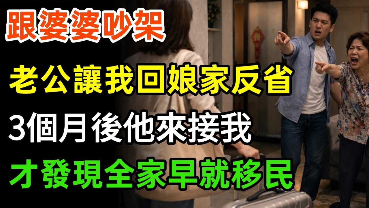 跟婆婆吵架老公讓我滾回娘家反省，我二話不說就走了。3個月後他來接我，才發現我們全家早就移民去了國外#故事分享 #婆媳大战