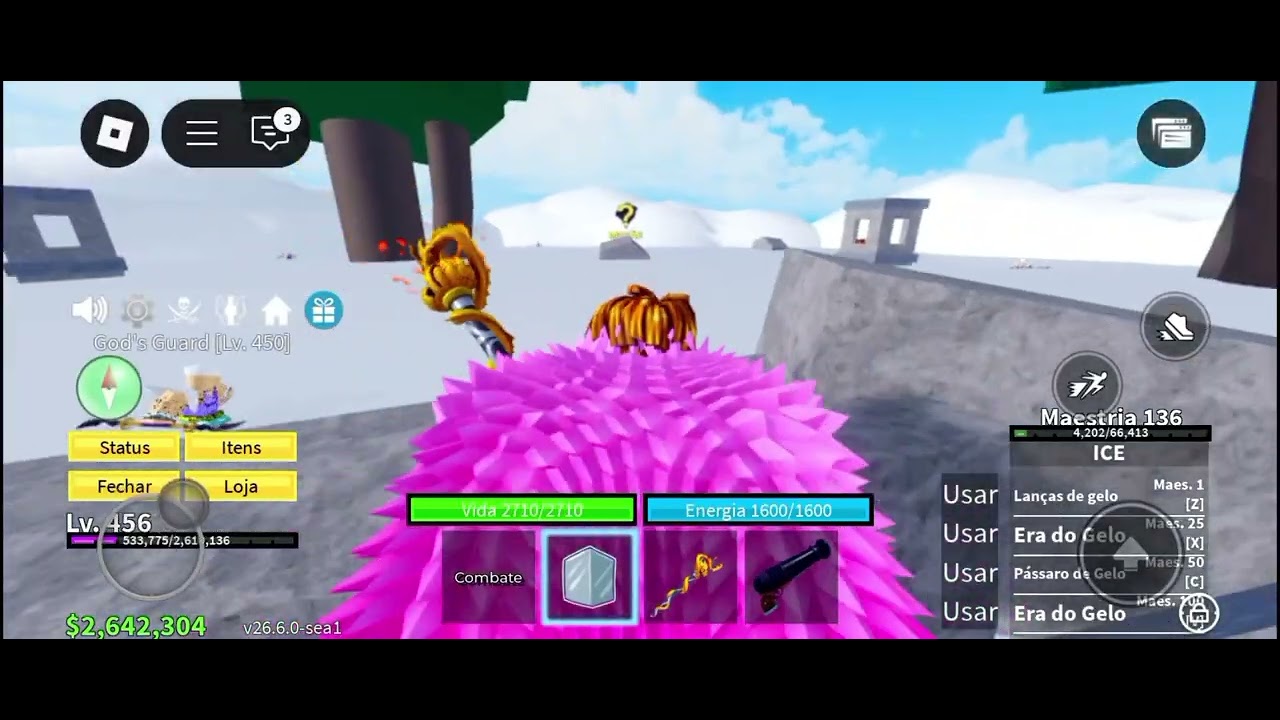 Treinando antes de enfrentar o thunder god do Blox fruit