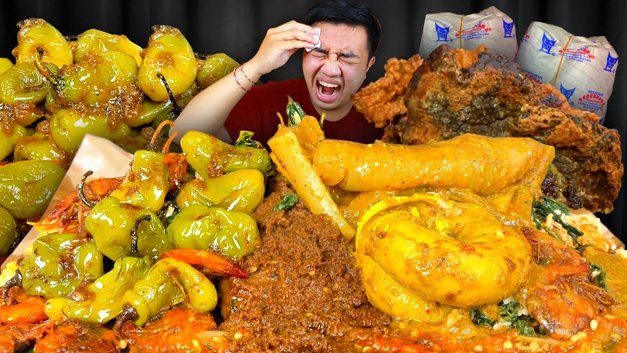MUKBANG CABE GENDOT NASI KAPAU PADANG LAUK GULAI TAMBUSU PEDAS GILAA 🥵🔥