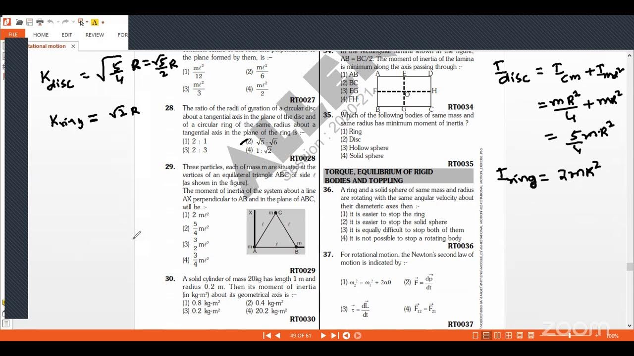 NUMERICALS ON ROTATIONAL MOTION - NEET