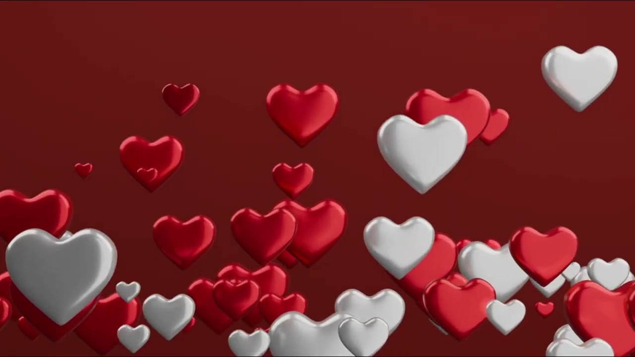 4k 1hr Happy Valentine's Day Background heart shape motion red and white