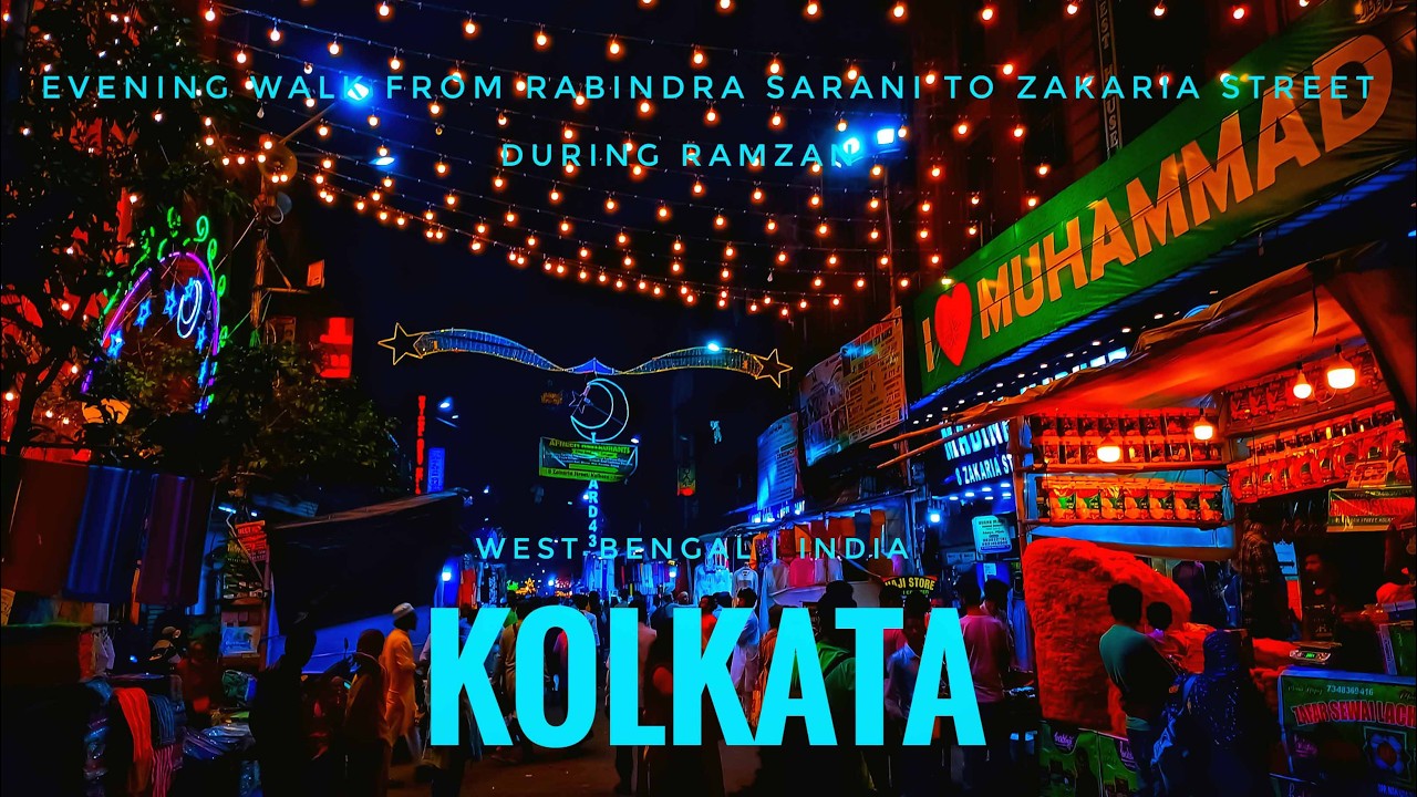 KOLKATA, INDIA 🇮🇳 4K Walk | Evening Walk From Rabindra Sarani To Zakaria Street During RAMZAN