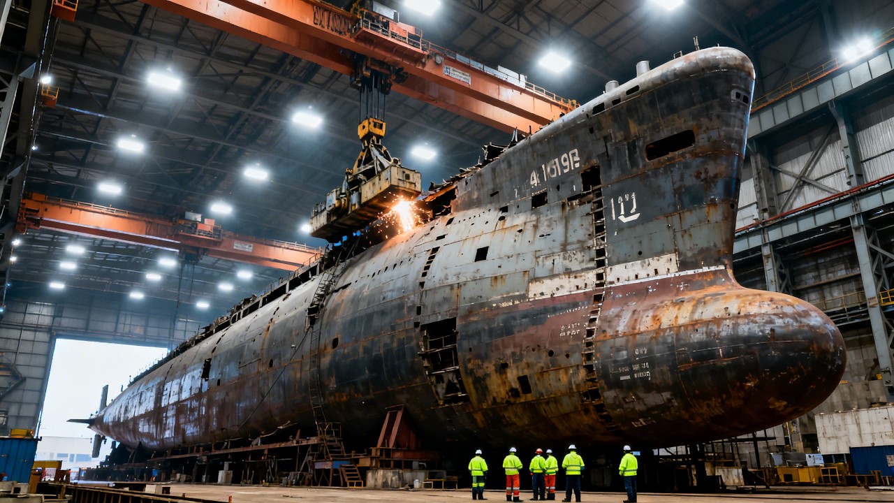 How The Reactor Is Removed From A Giant Submarine In Factory
