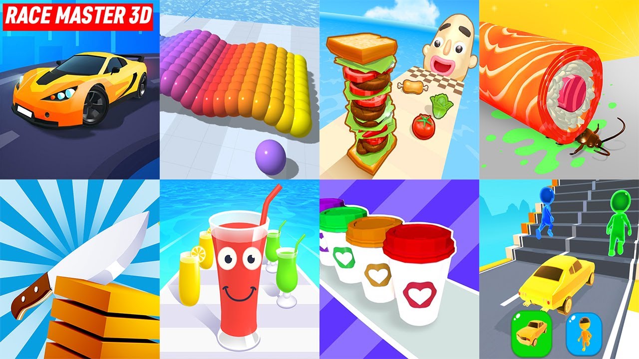 Race Master 3D, Canvas Run, Sandwich Runner, Sushi Roll,... Satisfying Mobile Games 30082024